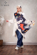 Aura abstract printed satin hijab by Cinza