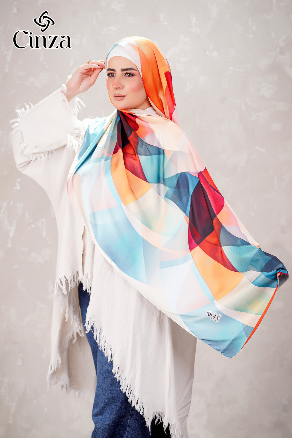 Luxury printed satin hijab for modest fashion