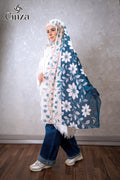 Lightweight blue printed chiffon hijab for modest fashion