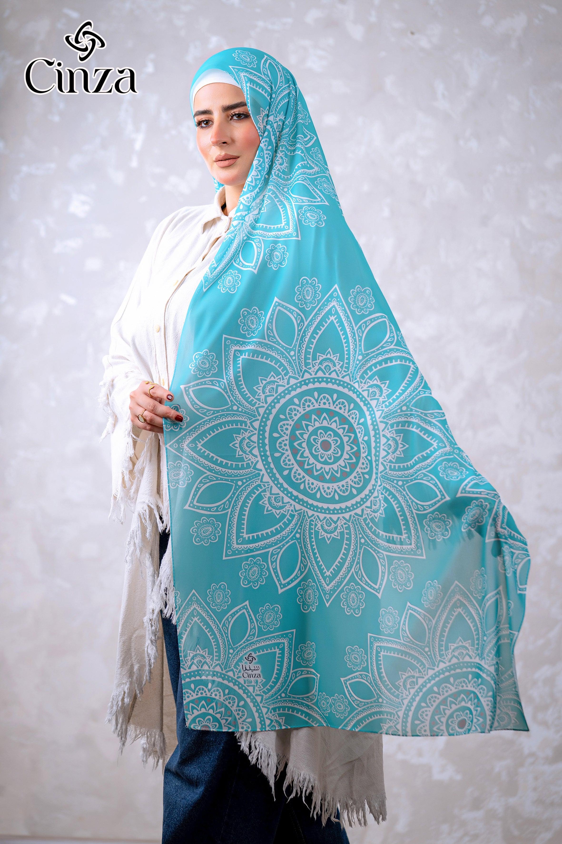 Premium chiffon hijab in turquoise color