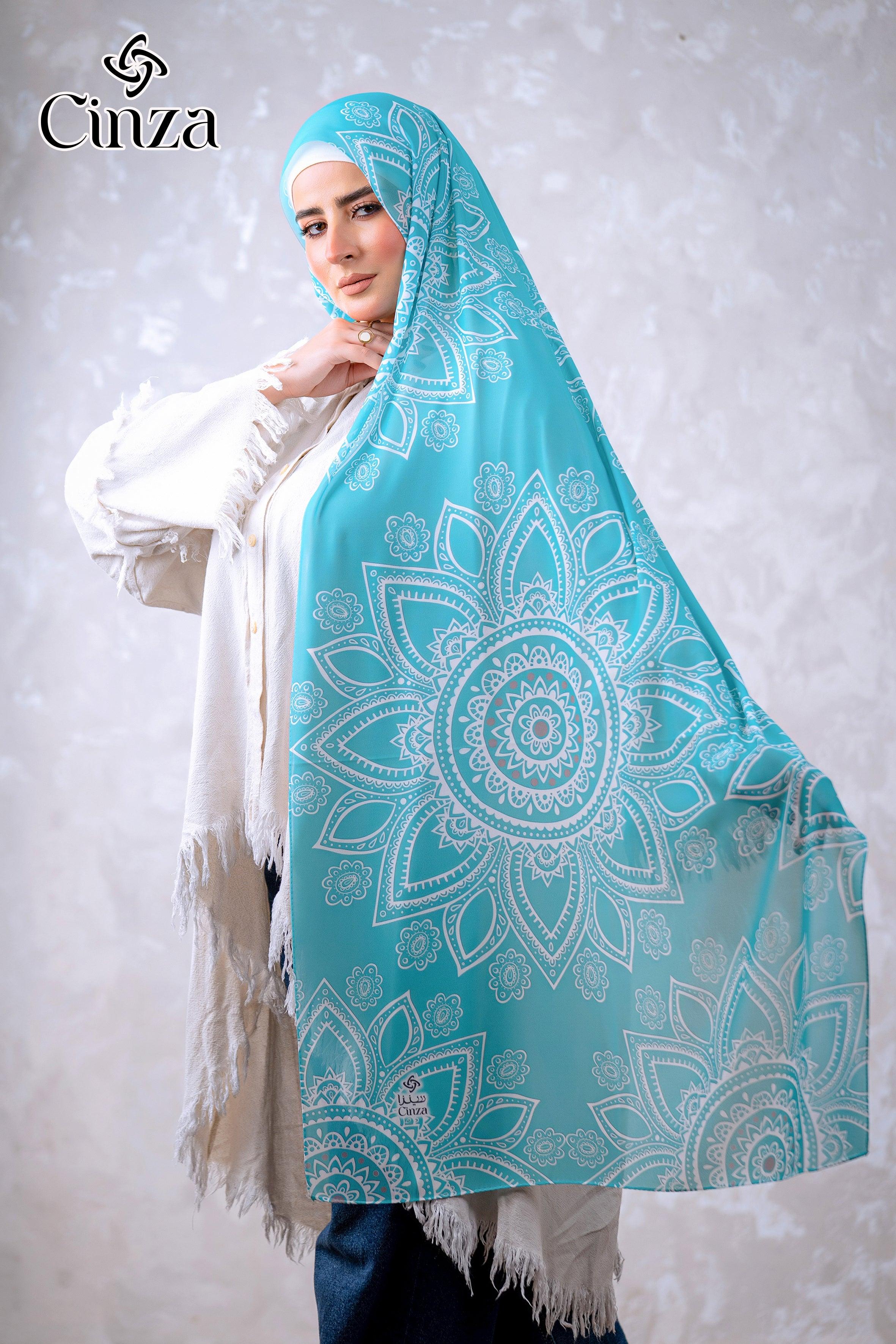 Elegant mandala chiffon scarf for modest fashion