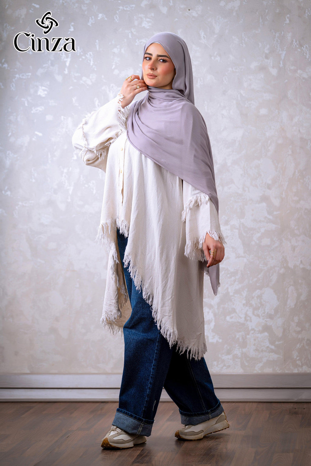 Plain light gray hijab for everyday modest wear