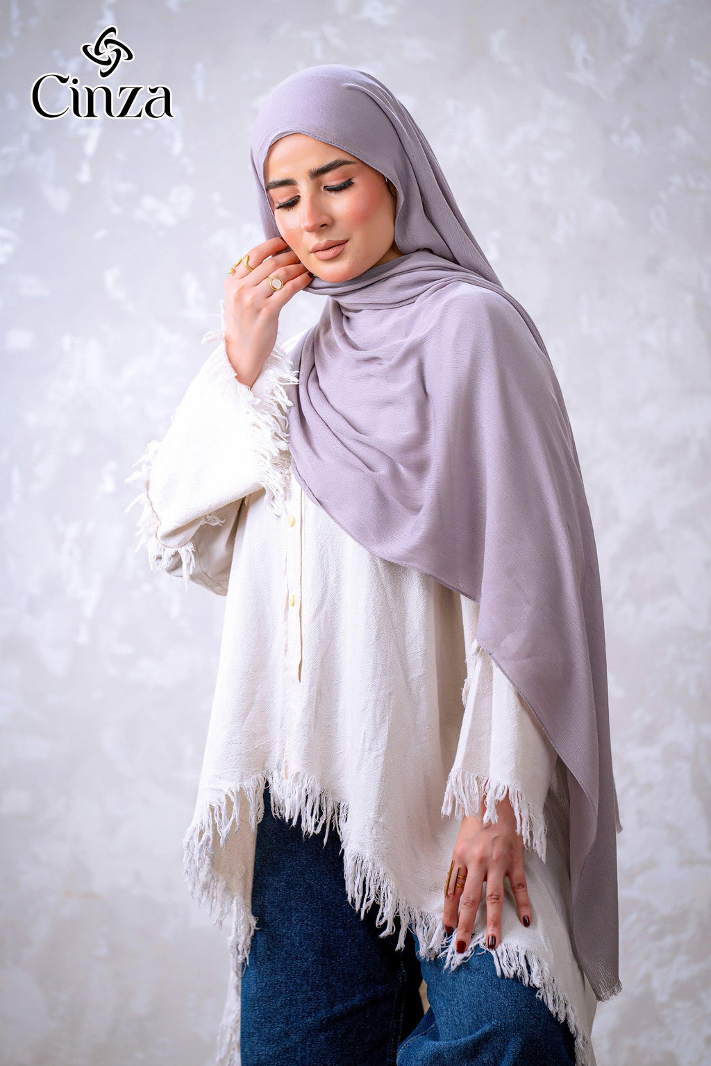Soft breathable cotton sponge hijab in light gray