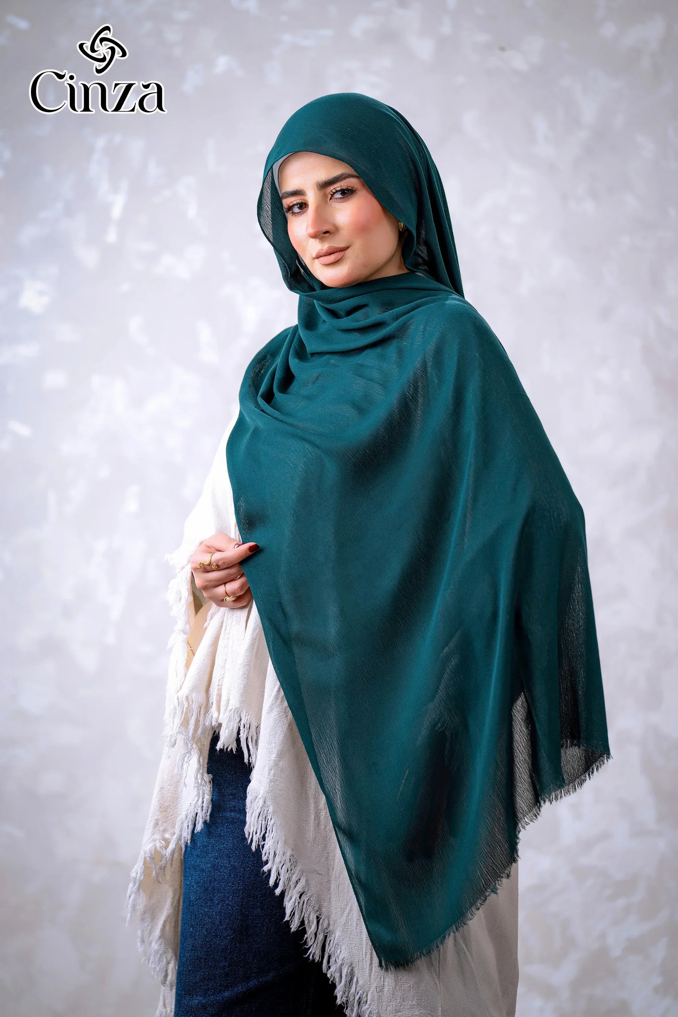 Plain peacock green hijab for everyday modest wear