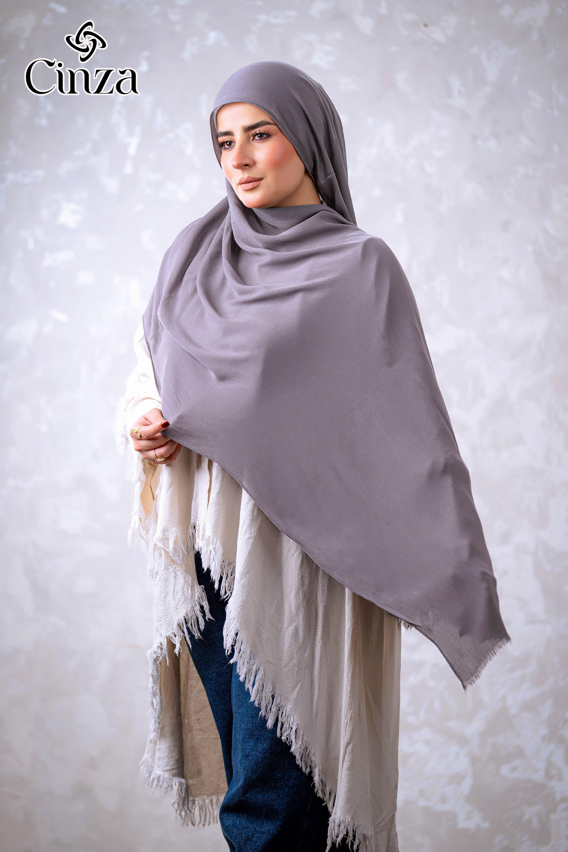 Classic gray cotton sponge hijab by Cinza