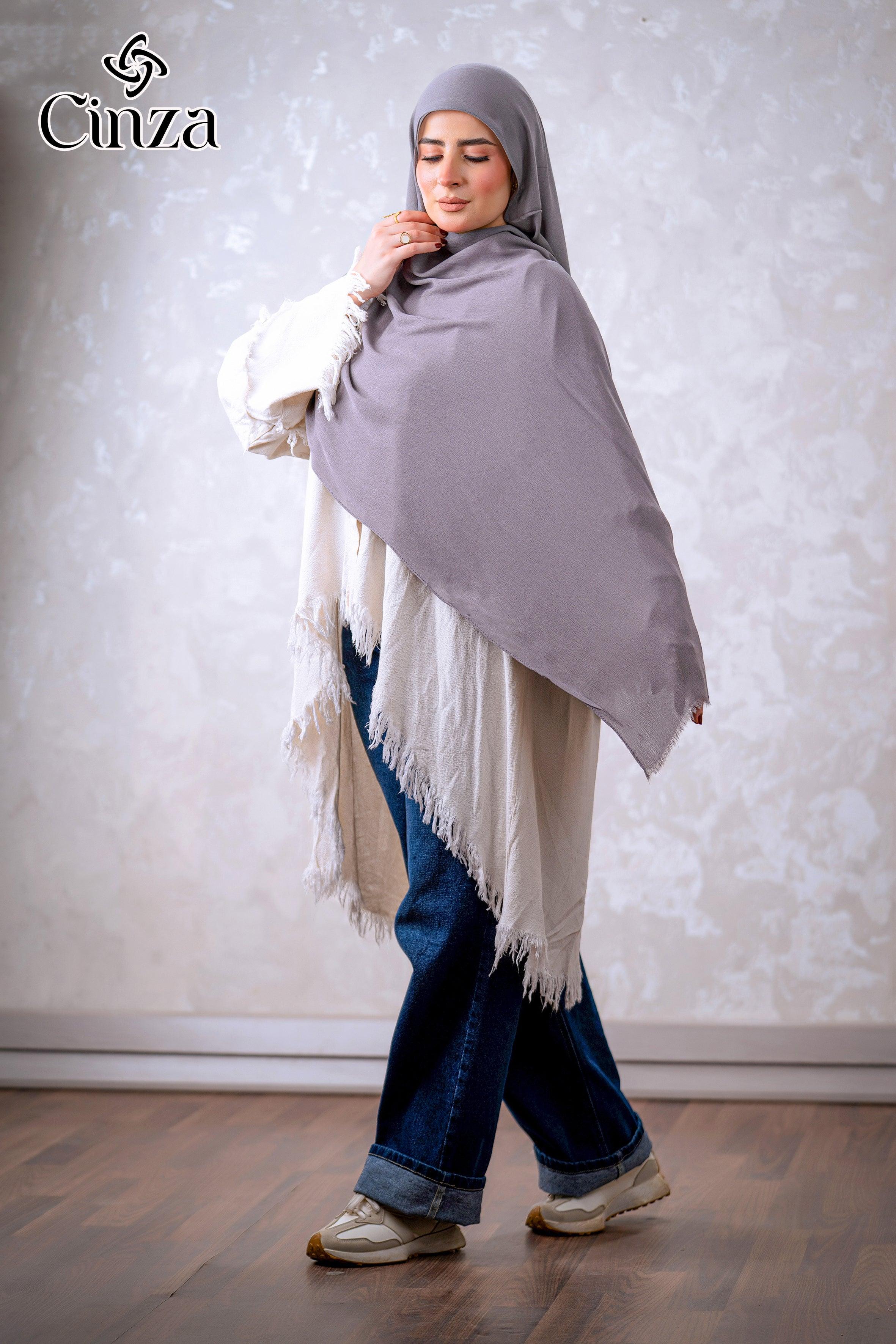 Plain gray hijab for everyday modest wear