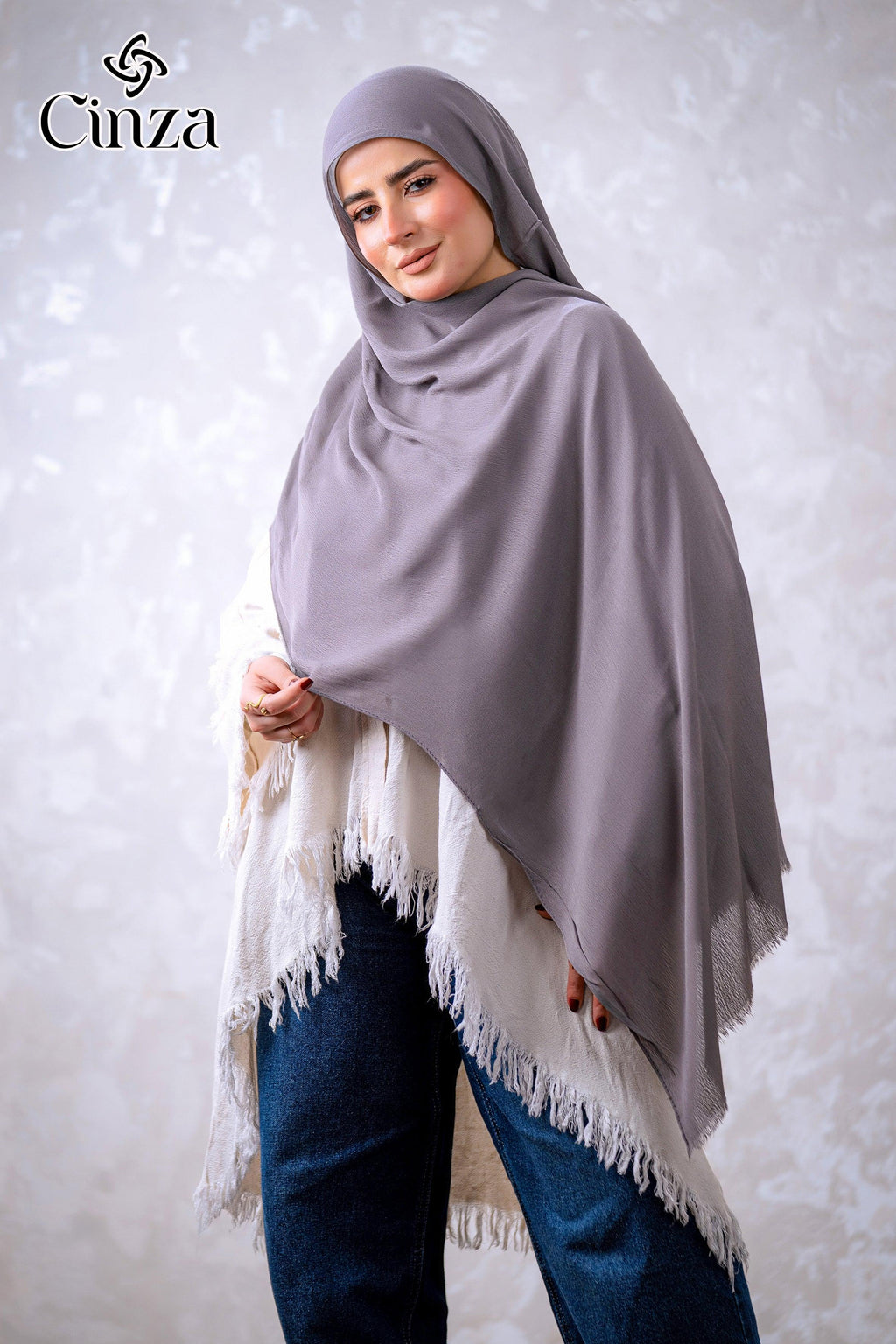 Soft breathable cotton sponge hijab in gray