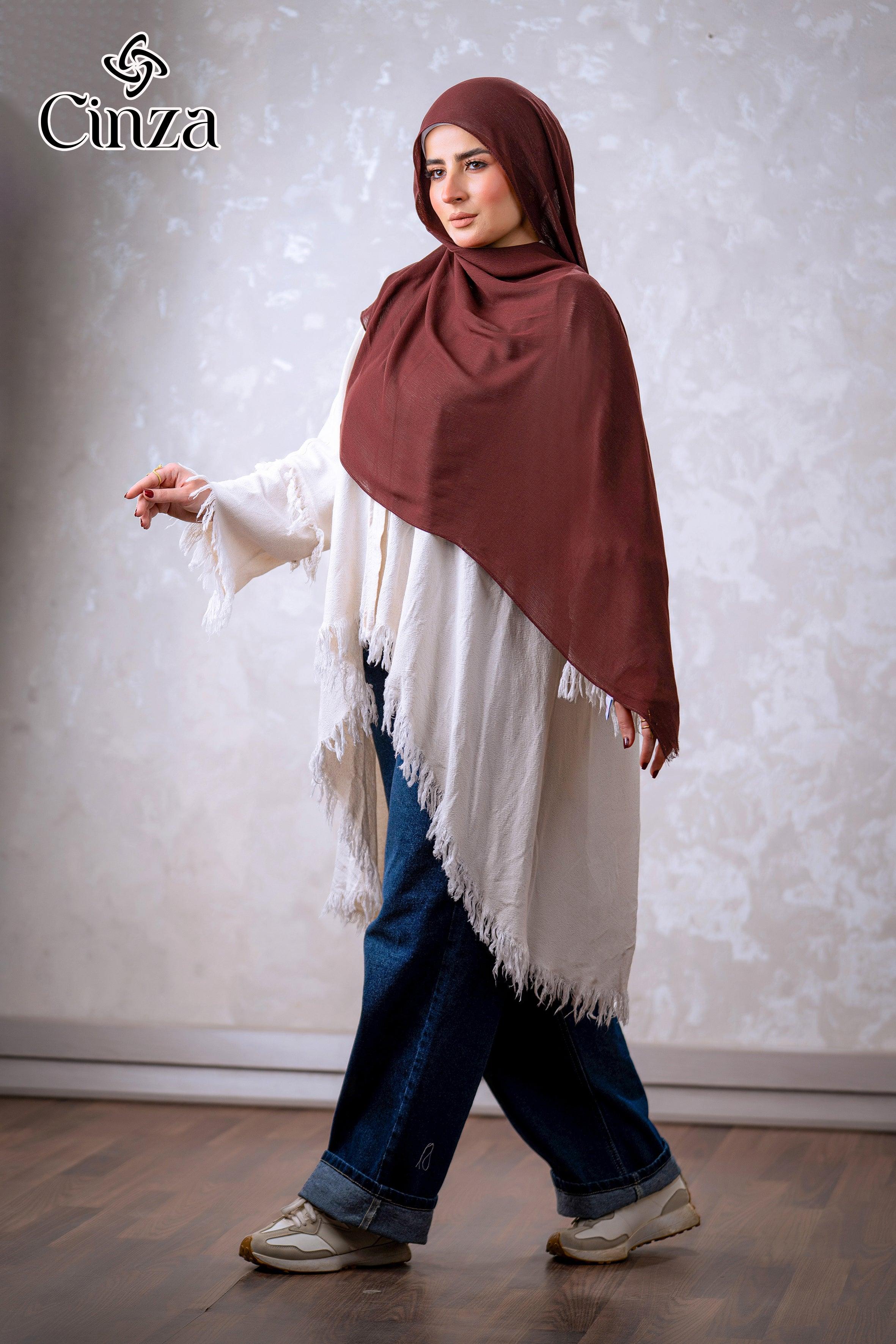 Plain brown hijab for everyday modest wear