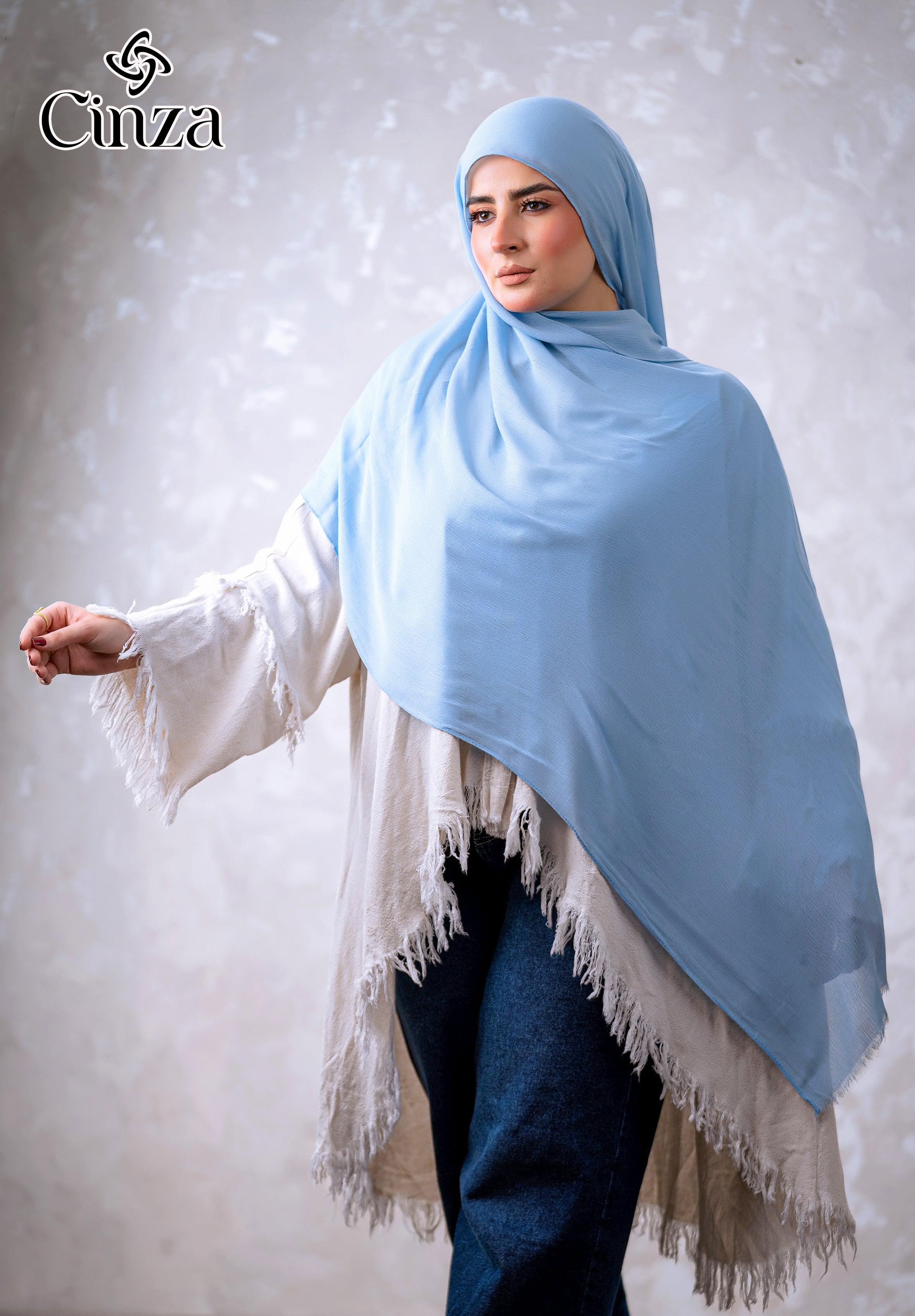 Soft blue cotton sponge hijab by Cinza