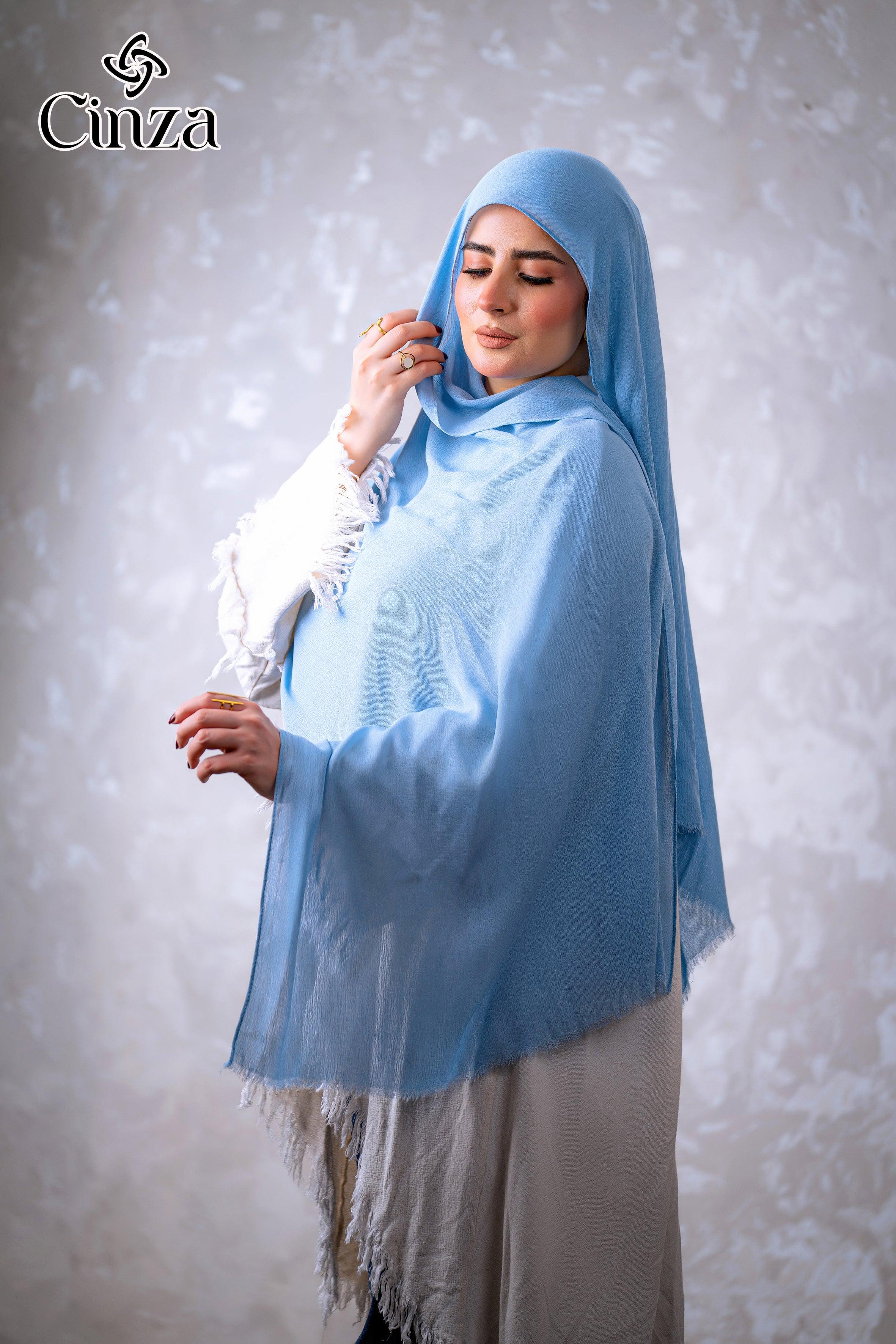 Plain blue hijab for everyday modest wear