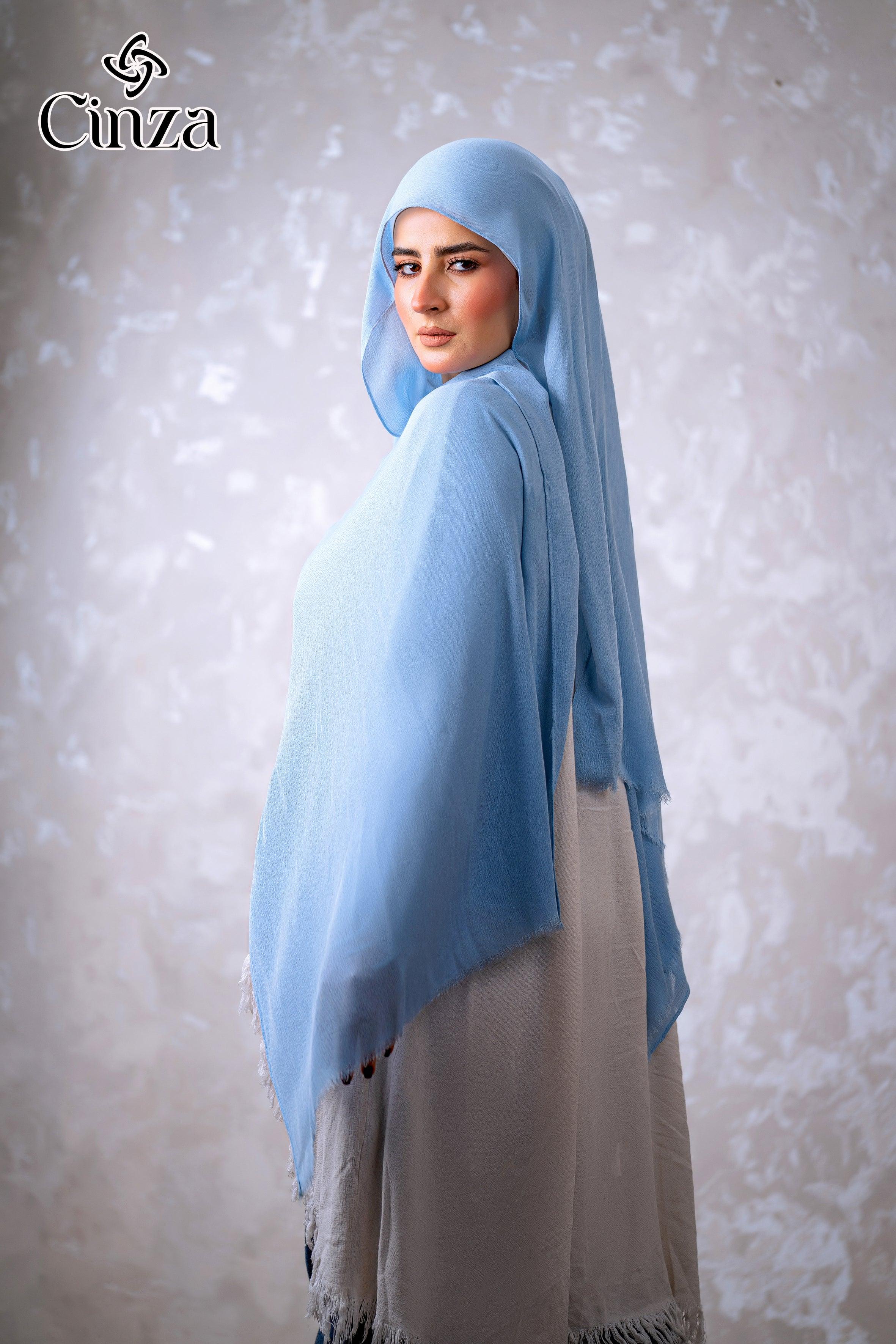 Soft breathable cotton sponge hijab in light blue