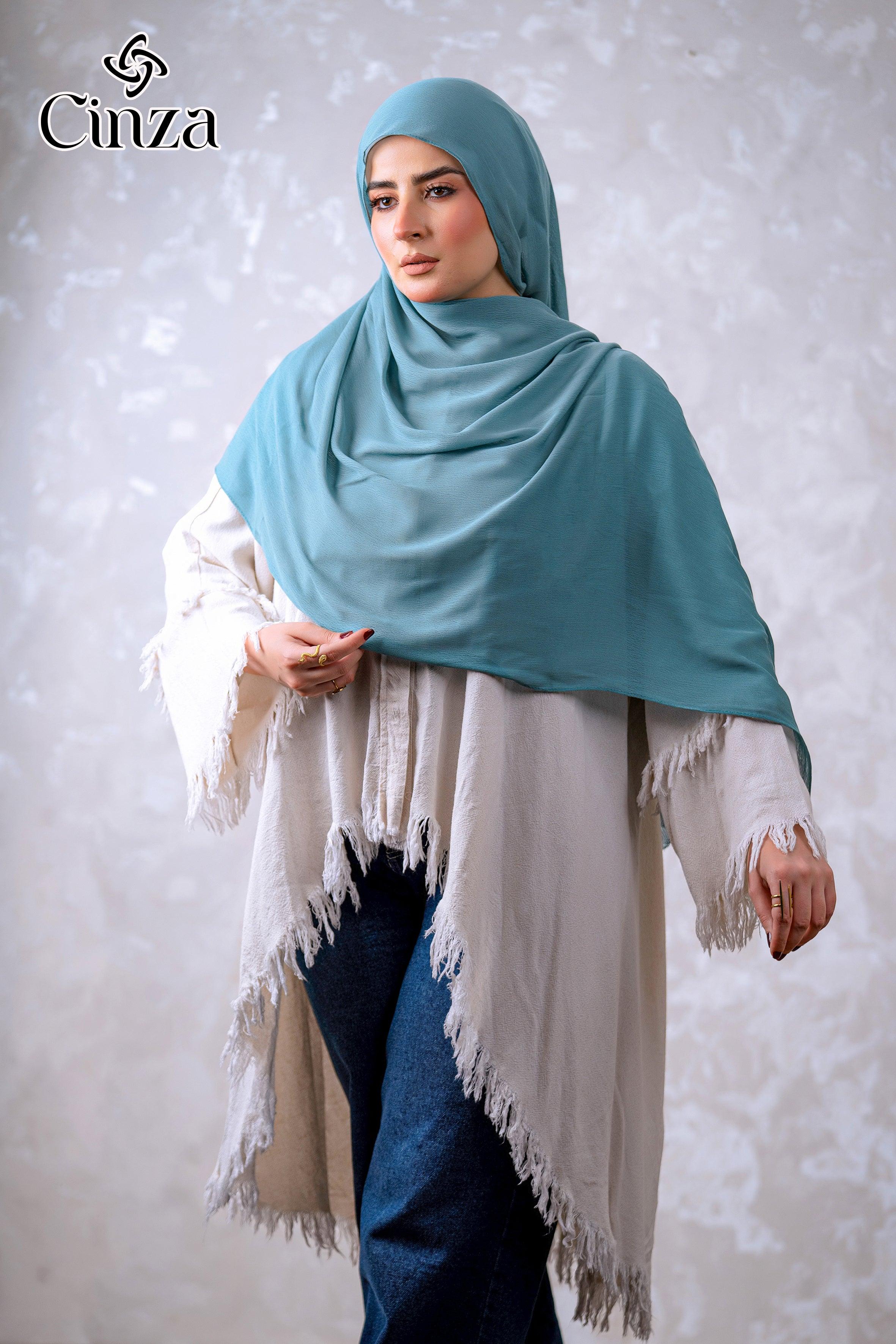 Teal green cotton sponge hijab by Cinza
