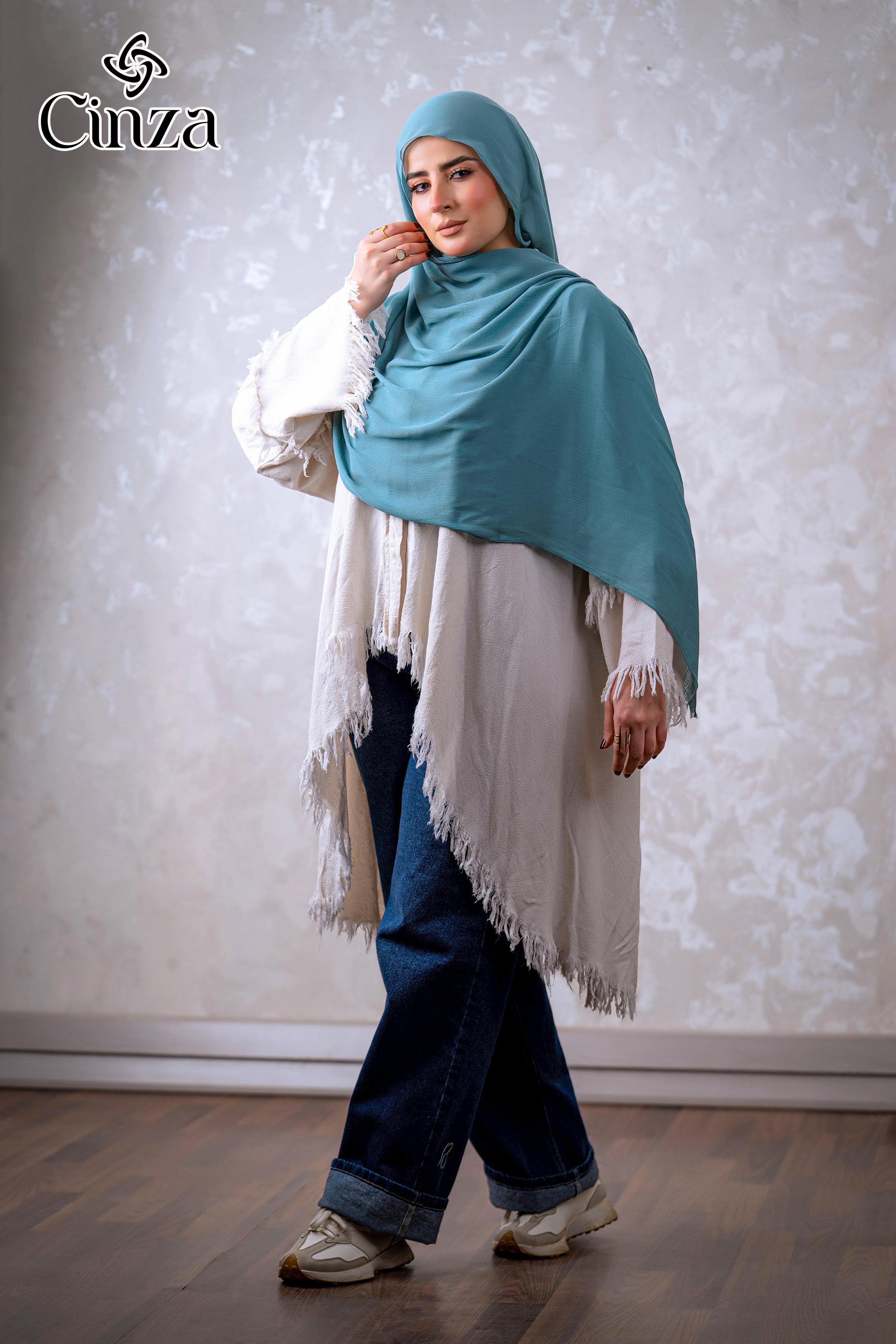 Plain teal hijab for everyday modest wear