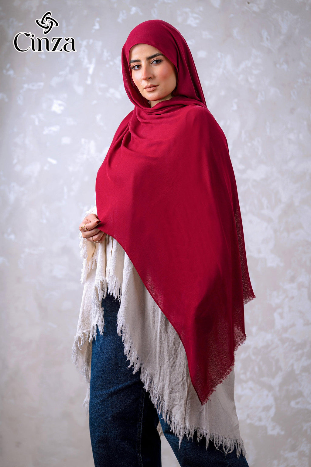 Plain burgundy hijab for everyday modest wear