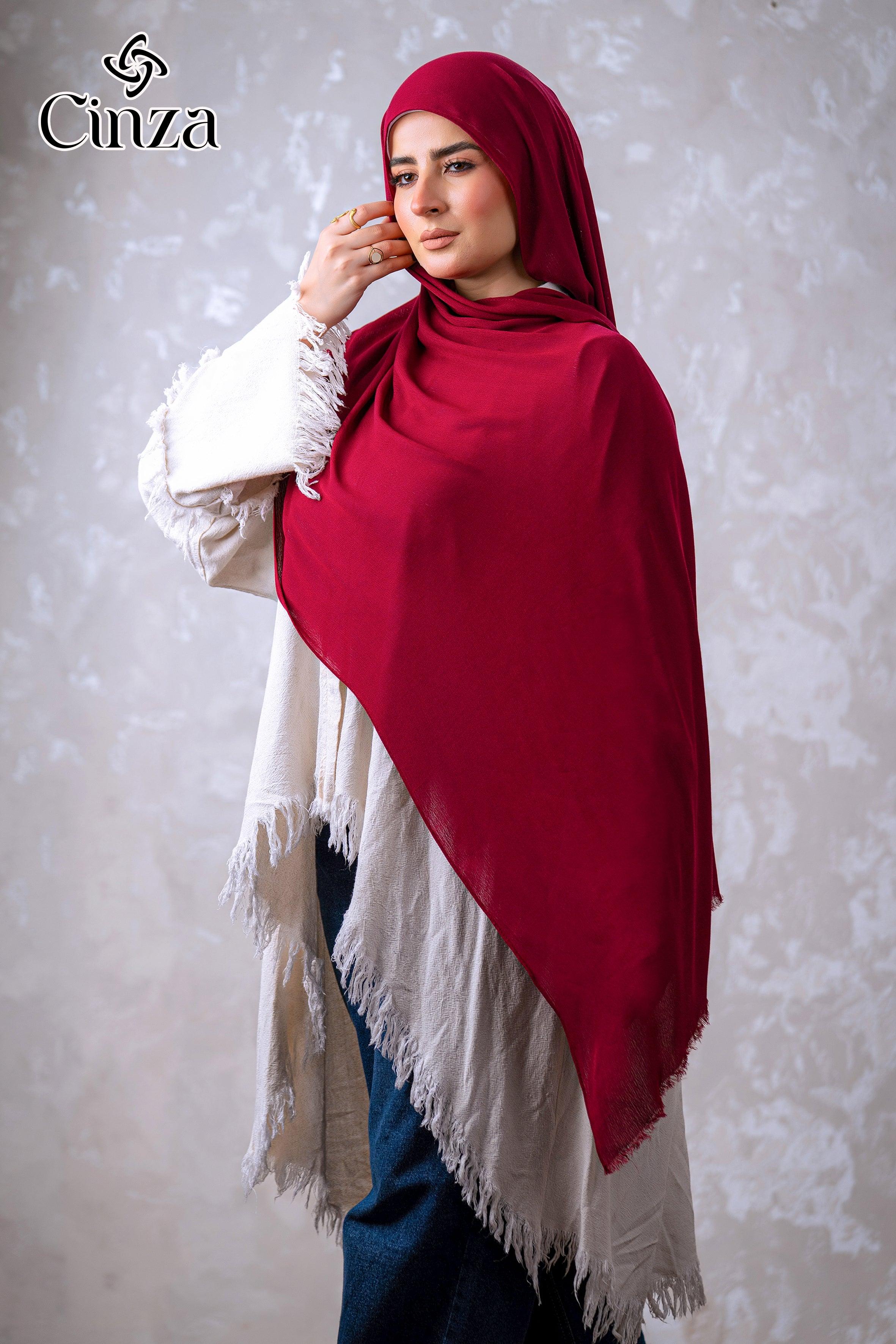 Soft breathable cotton sponge hijab in burgundy