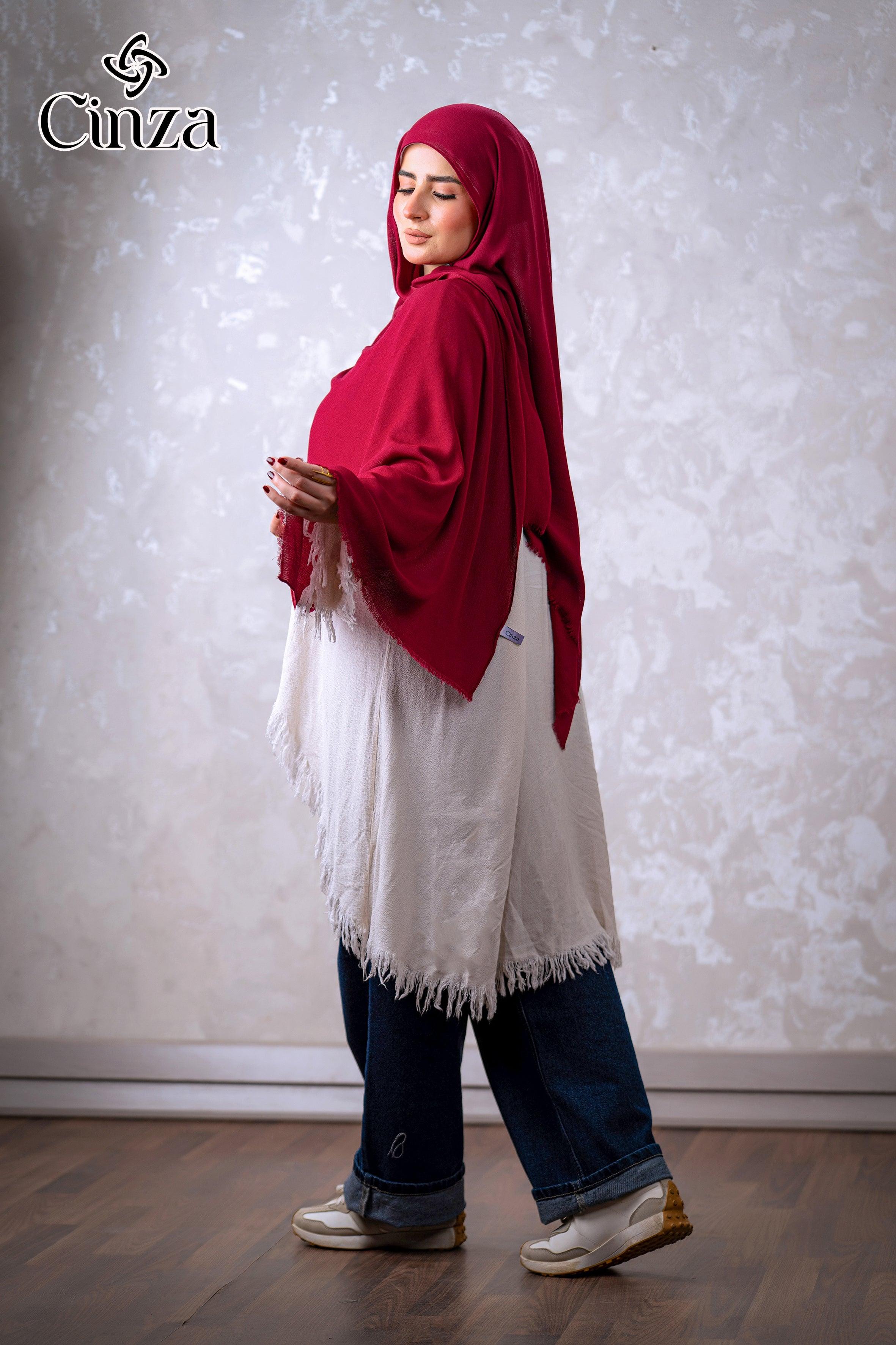 Solid color cotton hijab in burgundy