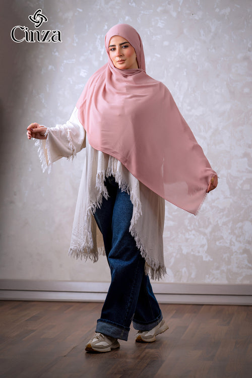 Baby pink cotton sponge hijab by Cinza