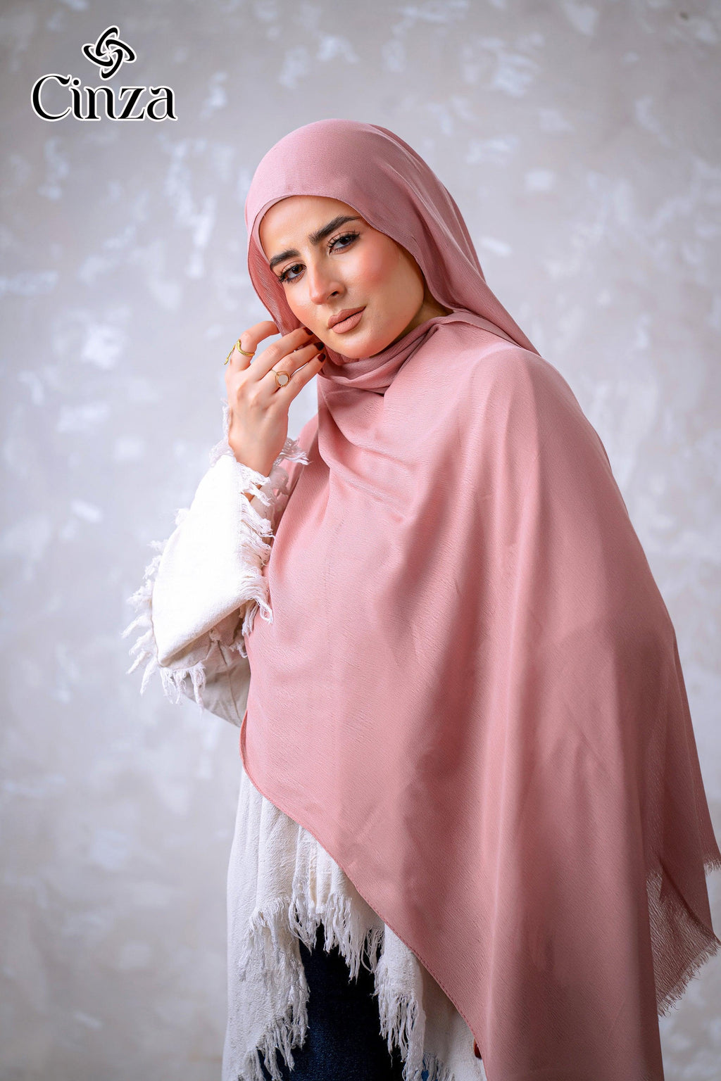 Solid color cotton hijab in baby pink