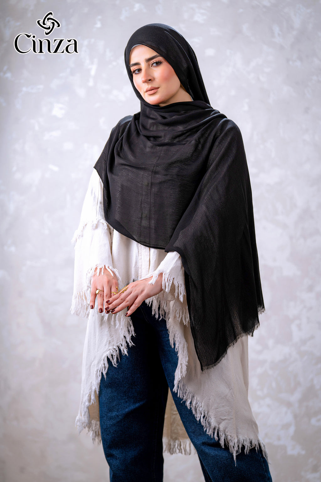 Soft breathable cotton sponge hijab in black