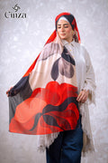 Urban Rose red floral print chiffon hijab by Cinza