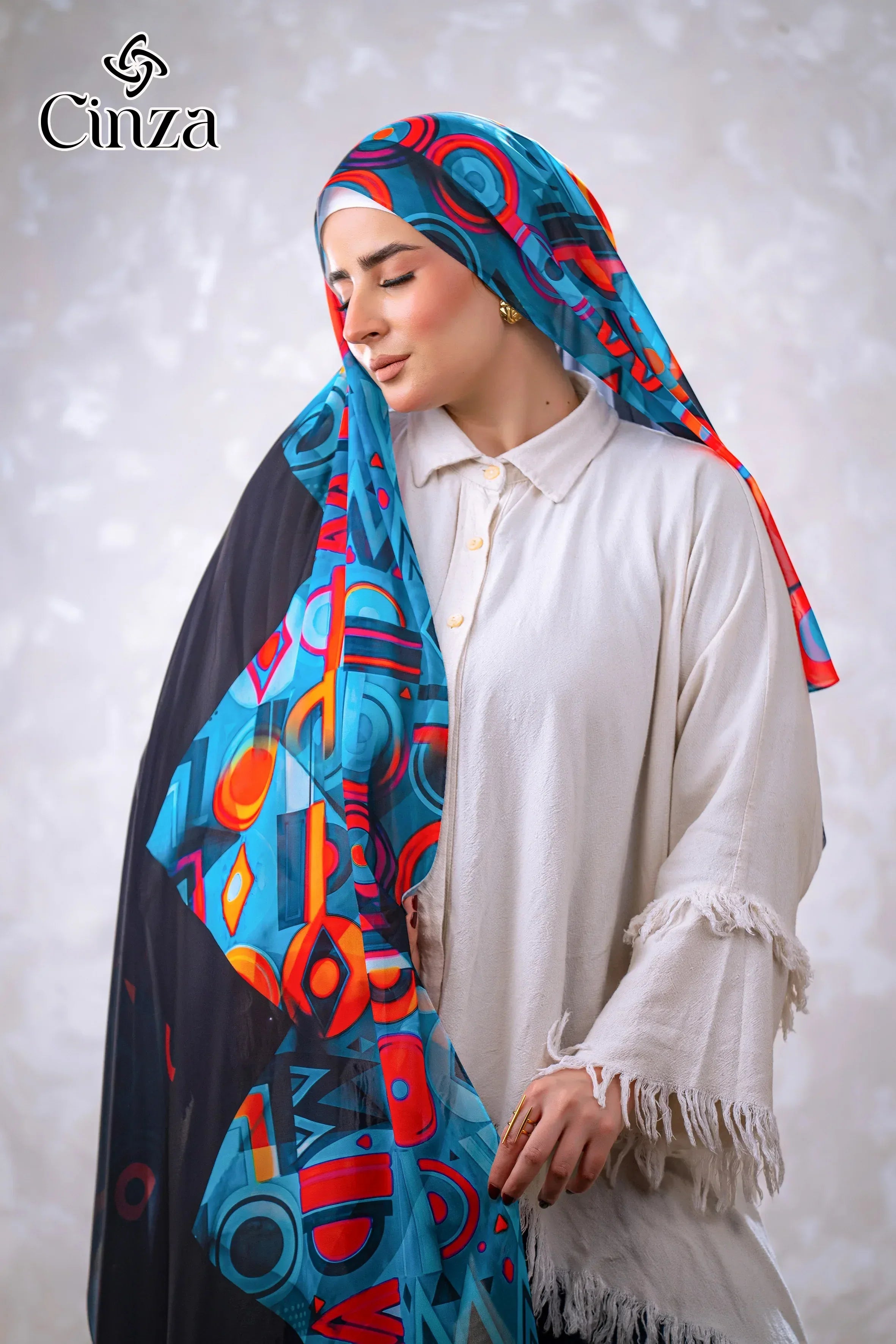 Lightweight patterned chiffon hijab for modest fashion