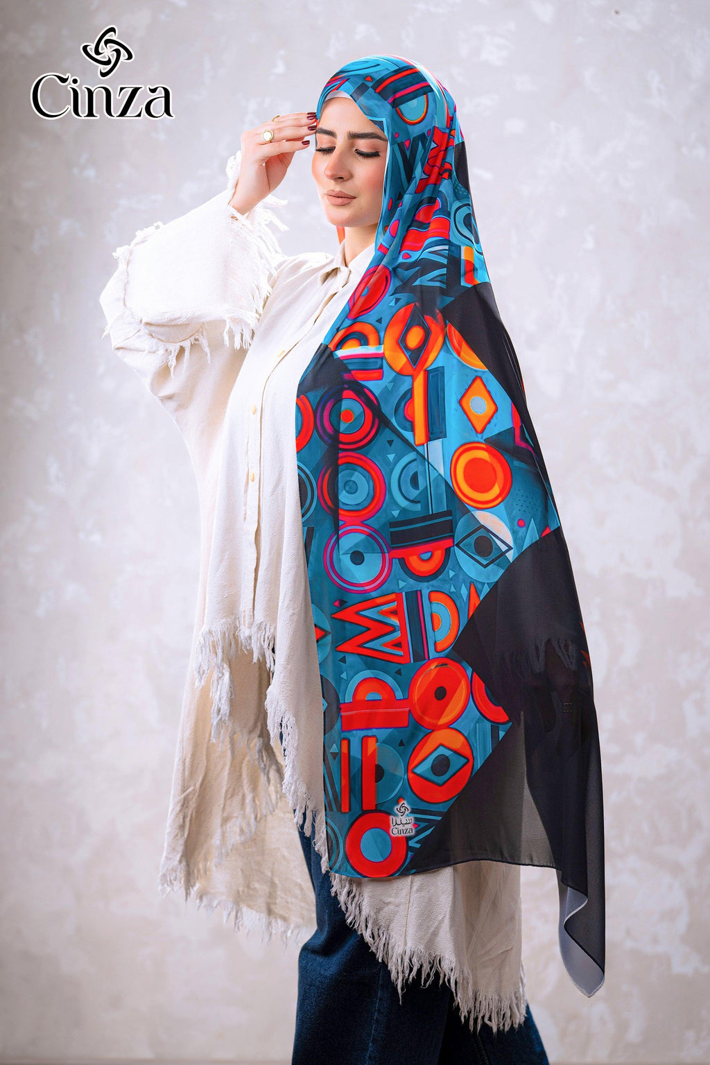 Modern geometric chiffon hijab for everyday styling