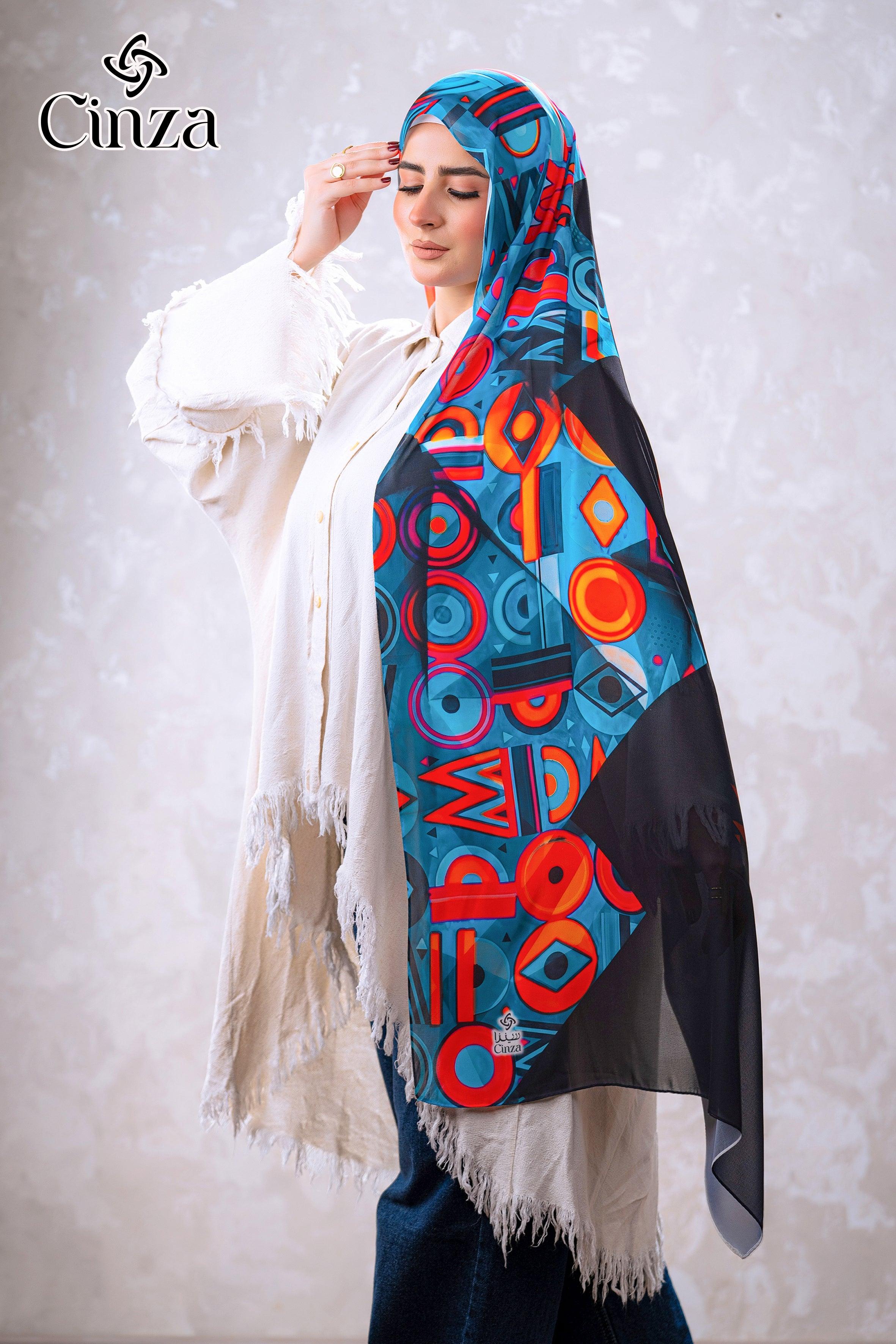Modern geometric chiffon hijab for everyday styling