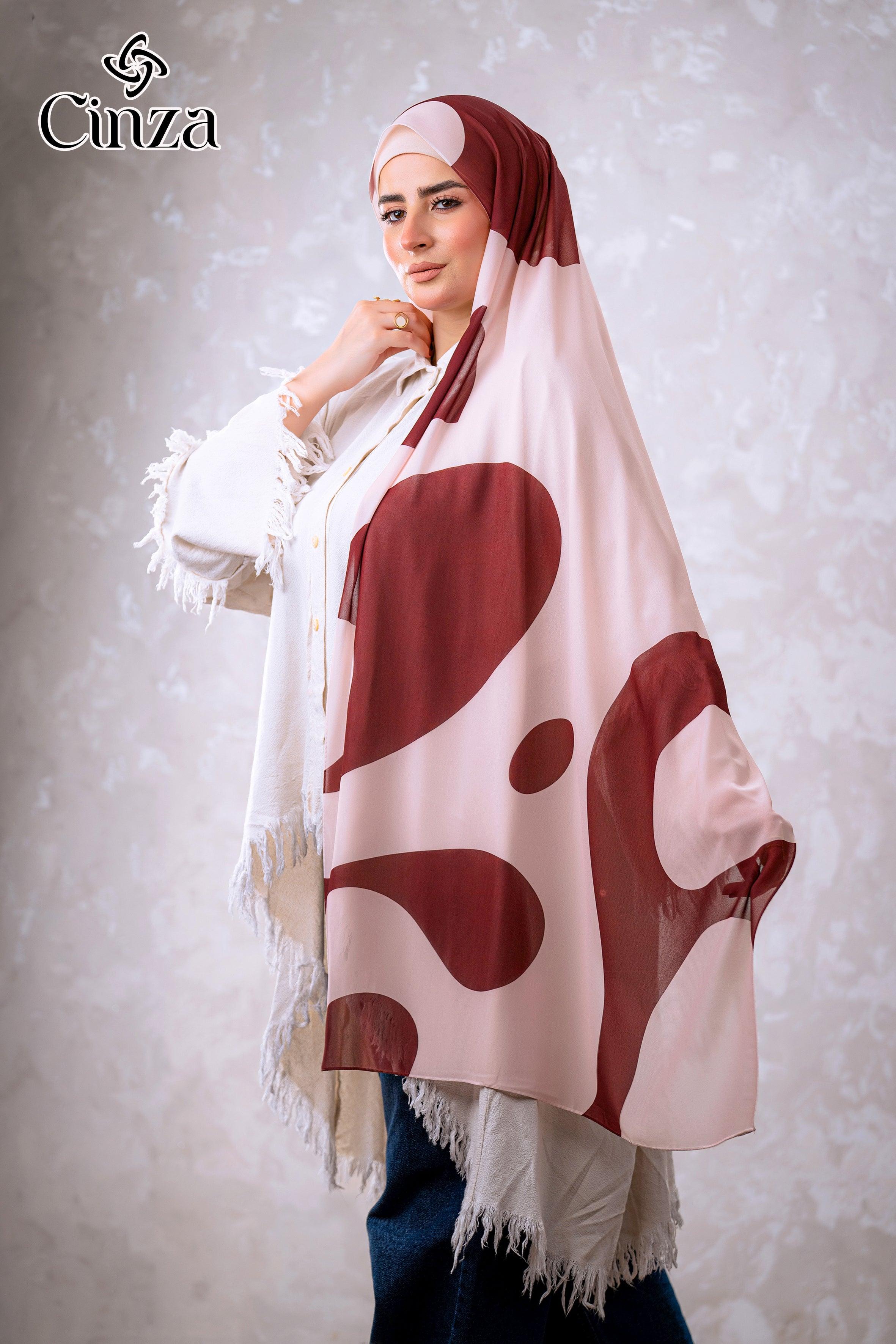 Modern abstract chiffon hijab for modest fashion