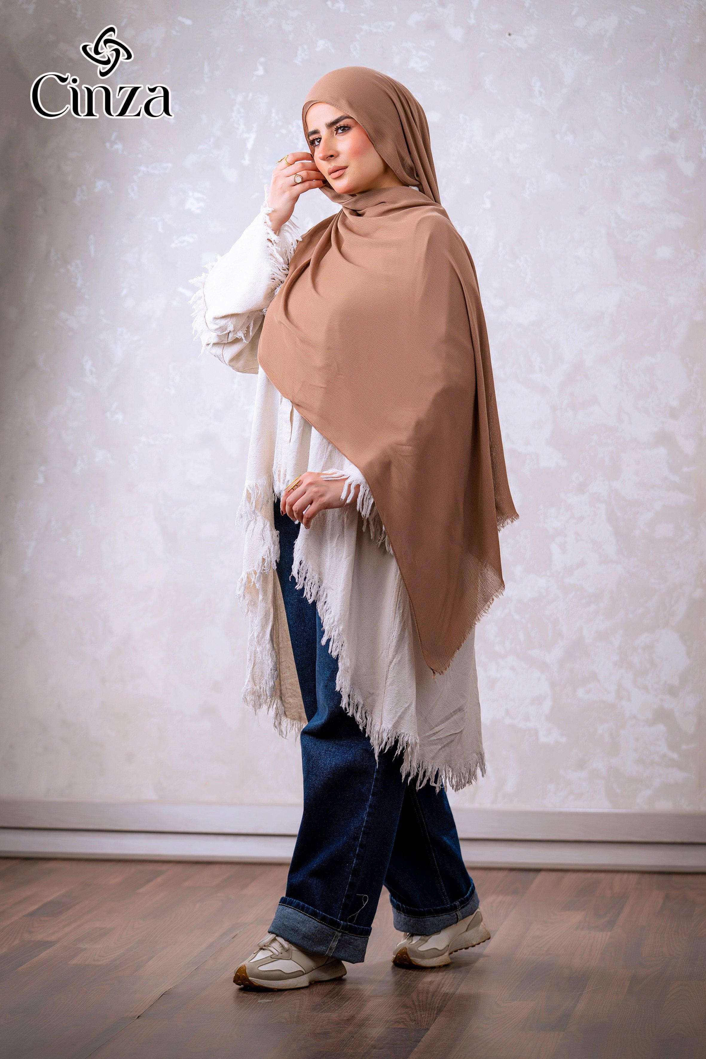 Cafe cotton hijab styled on model