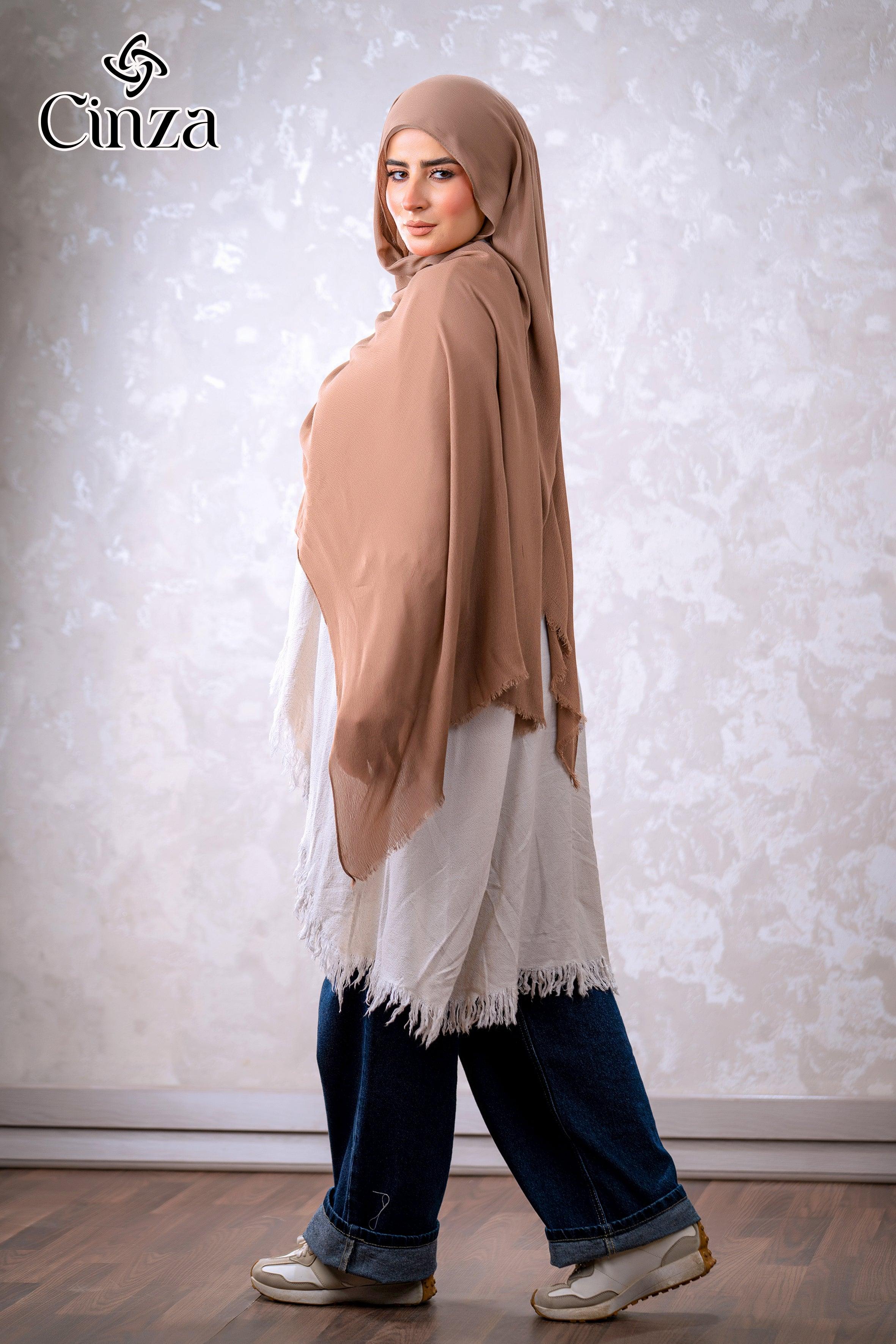 Soft breathable cotton sponge hijab in cafe shade