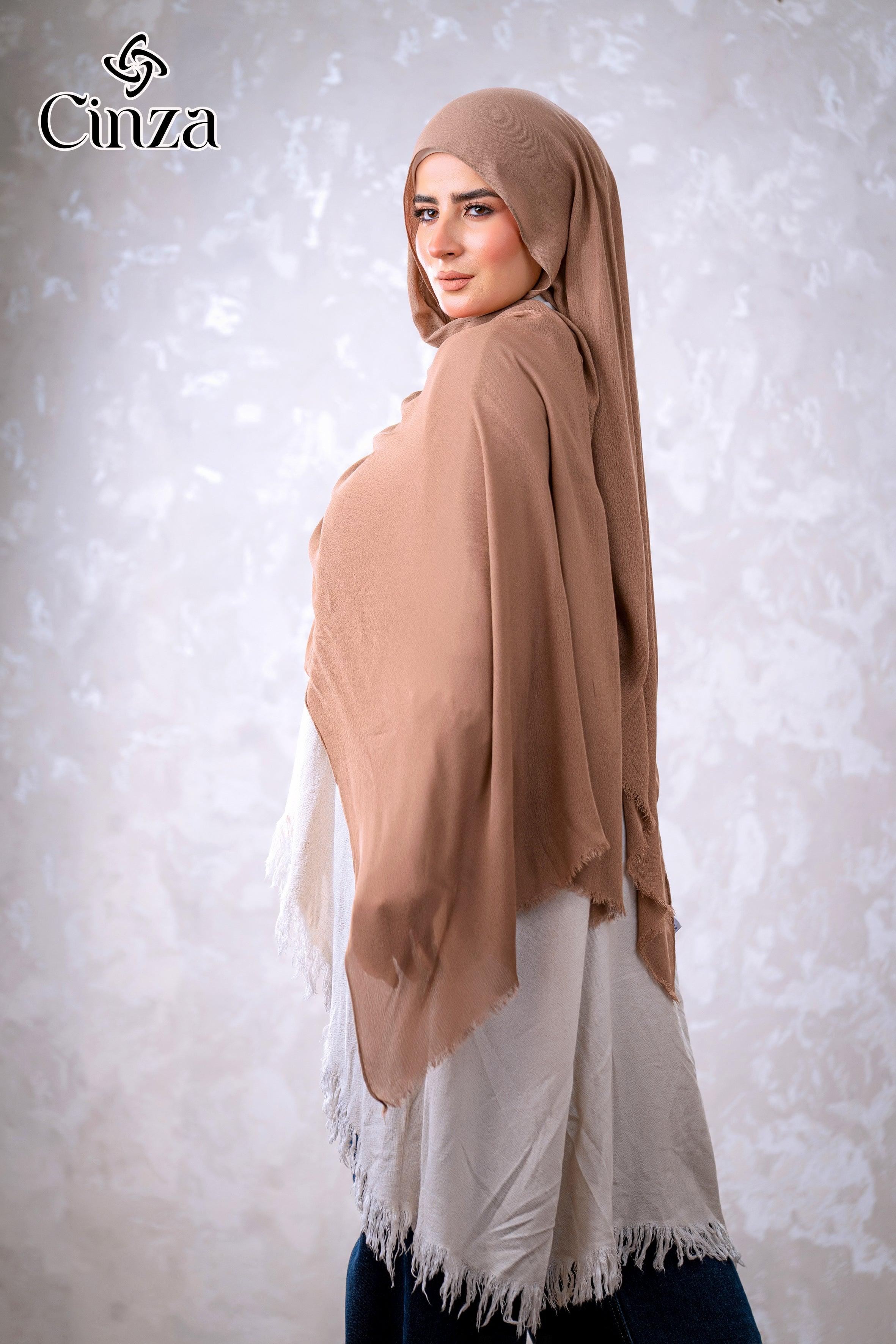Lightweight cafe cotton hijab by Cinza