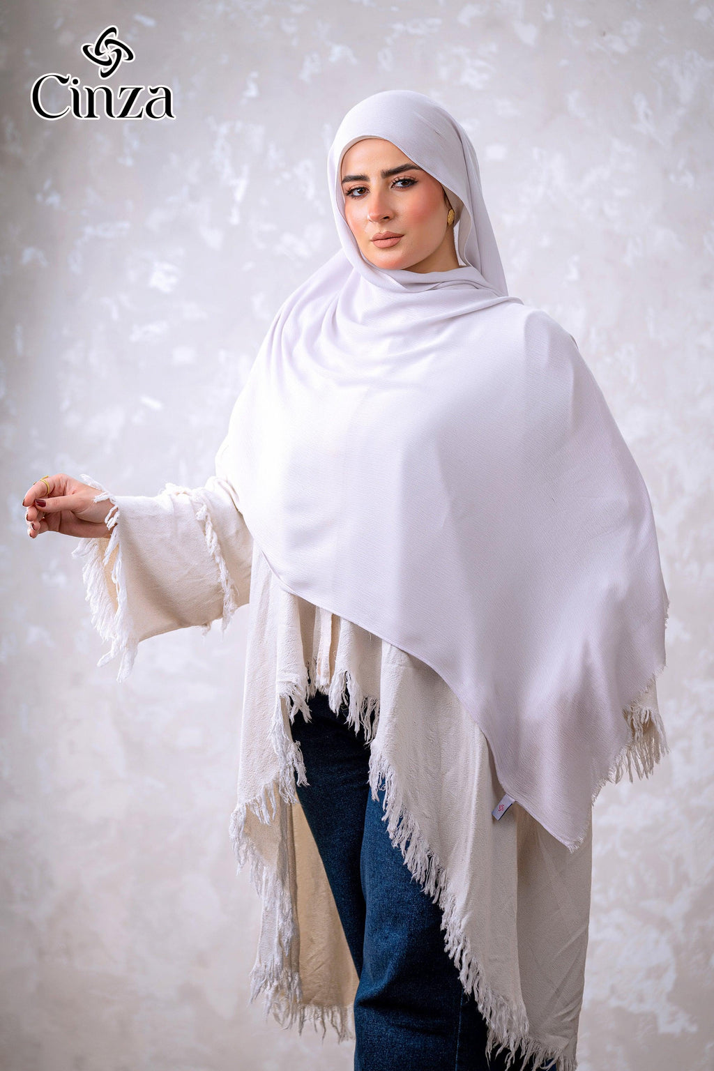 Lightweight off white hijab for modest fashion