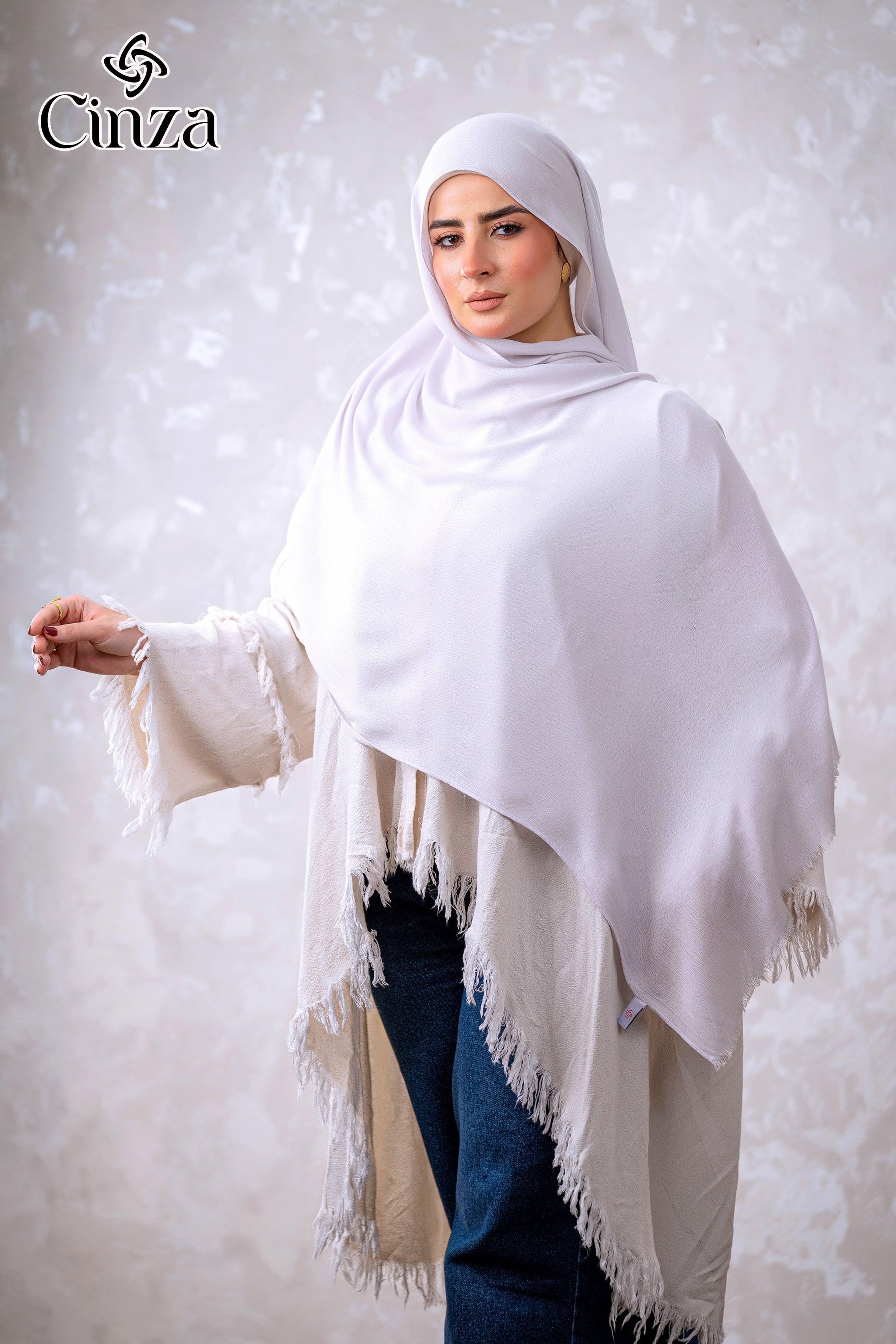 Lightweight off white hijab for modest fashion
