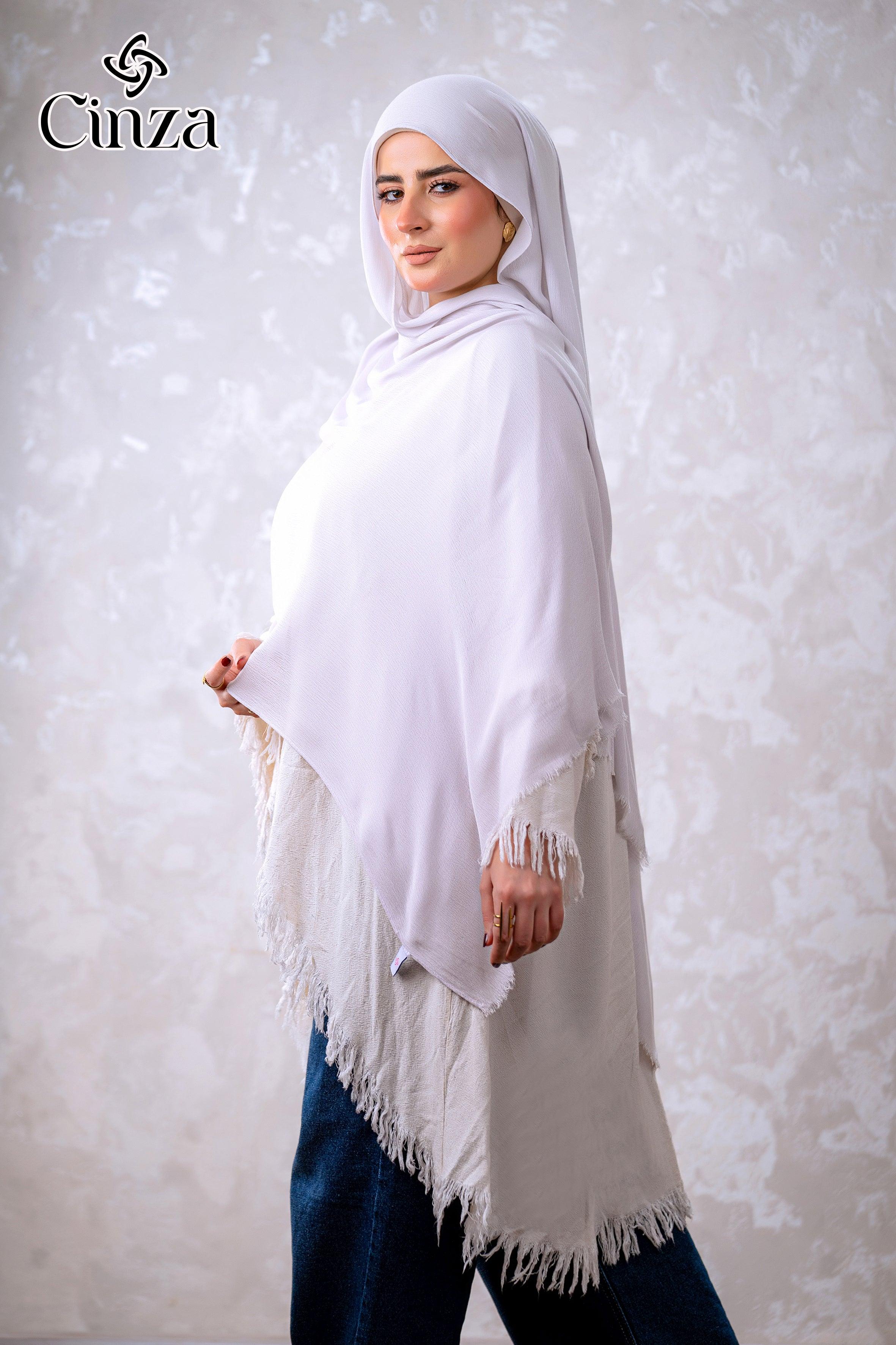 Lightweight white cotton hijab by Cinza